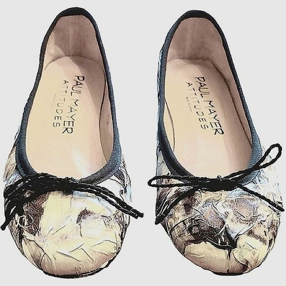 Paul Mayer “Attitudes" Ballet Flats, Size 7.5, Black & Silver * FIRM PRICE * - Picture 2 of 10